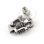 Small Diamante 'Skull In The Crown' Stud Earrings In Burn Silver Finish - 17mm Length - view 5