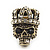 Small Diamante 'Skull In The Crown' Stud Earrings In Burn Gold Finish - 17mm Length - view 2
