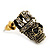 Small Diamante 'Skull In The Crown' Stud Earrings In Burn Gold Finish - 17mm Length - view 4