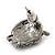 Small Dark Grey Diamante 'Owl' Stud Earrings In Black Tone Metal - 15mm Length - view 4