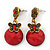 Delicate Red Acrylic Bead Butterfly Drop Earrings In Antique Gold Metal - 4cm Length - view 8