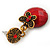 Delicate Red Acrylic Bead Butterfly Drop Earrings In Antique Gold Metal - 4cm Length - view 6