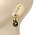 Delicate Olive Green Acrylic Bead Butterfly Drop Earrings In Antique Gold Metal - 4cm Length - view 3