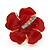 Hot Red Enamel Diamante 'Daisy' Stud Earrings In Gold Plating - 2cm Diameter - view 2