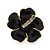 Black Enamel Diamante 'Daisy' Stud Earrings In Gold Plating - 2cm Diameter - view 2