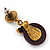 Delicate Violet Acrylic Bead Butterfly Drop Earrings In Antique Gold Metal - 4cm Length - view 4