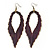 'Eve's Leaf' Dark Purple Enamel Drop Earrings In Burn Gold - 12cm Length - view 2