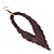 'Eve's Leaf' Dark Purple Enamel Drop Earrings In Burn Gold - 12cm Length - view 3