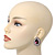 Burn Silver Purple Jewelled Teardrop Stud Earrings - 3cm Length - view 5