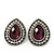 Burn Silver Purple Jewelled Teardrop Stud Earrings - 3cm Length