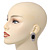 Burn Silver Black Jewelled Oval Stud Earrings - 3.5cm Length - view 6