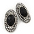 Burn Silver Black Jewelled Oval Stud Earrings - 3.5cm Length - view 4
