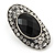 Burn Silver Black Jewelled Oval Stud Earrings - 3.5cm Length - view 3