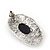Burn Silver Black Jewelled Oval Stud Earrings - 3.5cm Length - view 5