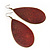 Long Dark Red Enamel Teardrop Earrings In Bronze Metal - 9.5cm Length - view 2