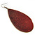 Long Dark Red Enamel Teardrop Earrings In Bronze Metal - 9.5cm Length - view 4