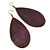 Long Purple Enamel Teardrop Earrings In Bronze Metal - 9.5cm Length - view 2