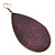 Long Purple Enamel Teardrop Earrings In Bronze Metal - 9.5cm Length - view 3