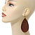 Long Brown Enamel Teardrop Earrings In Bronze Metal - 9.5cm Length - view 3