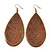 Long Brown Enamel Teardrop Earrings In Bronze Metal - 9.5cm Length - view 1