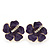 Deep Purple Enamel Diamante 'Daisy' Stud Earrings In Gold Plating - 2cm Diameter