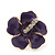 Deep Purple Enamel Diamante 'Daisy' Stud Earrings In Gold Plating - 2cm Diameter - view 2