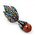 Swarovski Crystal 'Leaf' Metallic Brown Simulated Pearl Drop Earrings In Gun Metal Finish - 5.5cm Length - view 3
