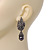 Swarovski Crystal 'Leaf' Dark Grey Simulated Pearl Drop Earrings In Gun Metal Finish - 5.5cm Length - view 3