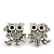 'Wise Owl' Crystal Paved Stud Earrings (Silver Plated) - 2cm Length - view 3