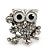 'Wise Owl' Crystal Paved Stud Earrings (Silver Plated) - 2cm Length - view 4