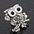 'Wise Owl' Crystal Paved Stud Earrings (Silver Plated) - 2cm Length - view 2