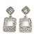 Rhodium Plated Square Drop Clear Crystal Earrings - 3.5cm - view 4