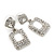 Rhodium Plated Square Drop Clear Crystal Earrings - 3.5cm - view 8