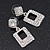 Rhodium Plated Square Drop Clear Crystal Earrings - 3.5cm - view 2