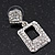 Rhodium Plated Square Drop Clear Crystal Earrings - 3.5cm - view 3