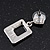 Rhodium Plated Square Drop Clear Crystal Earrings - 3.5cm - view 6