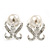 Bridal Diamante White Faux Pearl Stud Earrings In Rhodium Plating - 2cm Length - view 6
