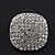 Square Pave-Set Crystal Stud Earrings In Rhodium Plating - 2cm Length - view 2