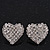 Romantic Pave-Set Diamante 'Heart' Stud Earrings In Silver Plating - 2cm Length - view 4