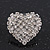 Romantic Pave-Set Diamante 'Heart' Stud Earrings In Silver Plating - 2cm Length - view 2
