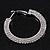 2-Row Crystal Flat Hoop Earrings In Rhodium Plating - 4.5cm in Diameter - view 7