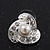 Bridal Crystal/Simulated Pearl Stud Earrings In Rhodium Plating - 18mm Diameter - view 2