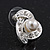 Bridal Crystal/Simulated Pearl Stud Earrings In Rhodium Plating - 18mm Diameter - view 3
