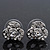 Small Diamante Teen Stud Earrings In Rhodium Plating - 13mm Diameter - view 2
