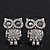 Teen Diamante 'Owl' Stud Earrings In Rhodium Plating - 2cm Length - view 2