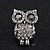 Teen Diamante 'Owl' Stud Earrings In Rhodium Plating - 2cm Length - view 3