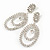 Large Clear Crystal Oval Hoop Earrings In Rhodium Plating - 8cm Length - view 11