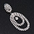 Large Clear Crystal Oval Hoop Earrings In Rhodium Plating - 8cm Length - view 7