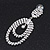 Large Clear Crystal Oval Hoop Earrings In Rhodium Plating - 8cm Length - view 6