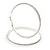 Oversized Slim Clear Crystal Hoop Earrings In Rhodium Plating - 7cm Diameter - view 11